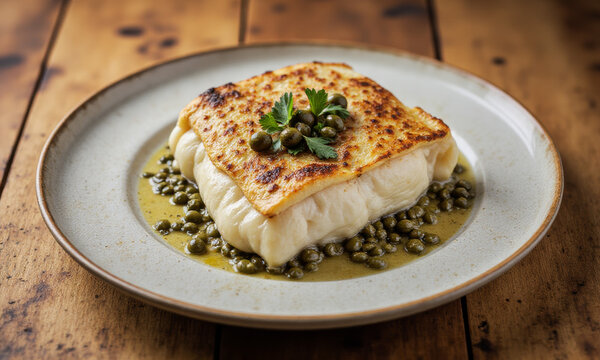 Pan-Seared Halibut with Caper and Olive Tapenade