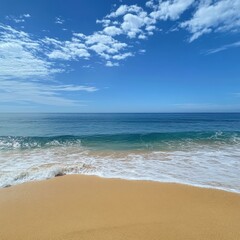 Obraz premium Serene beach with turquoise waves and clear sky