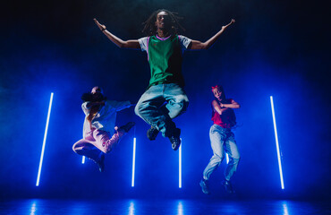 Group of hip hop dancer dancing together.