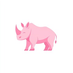 Fototapeta premium Pink rhino cartoon graphic illustration, kids' book