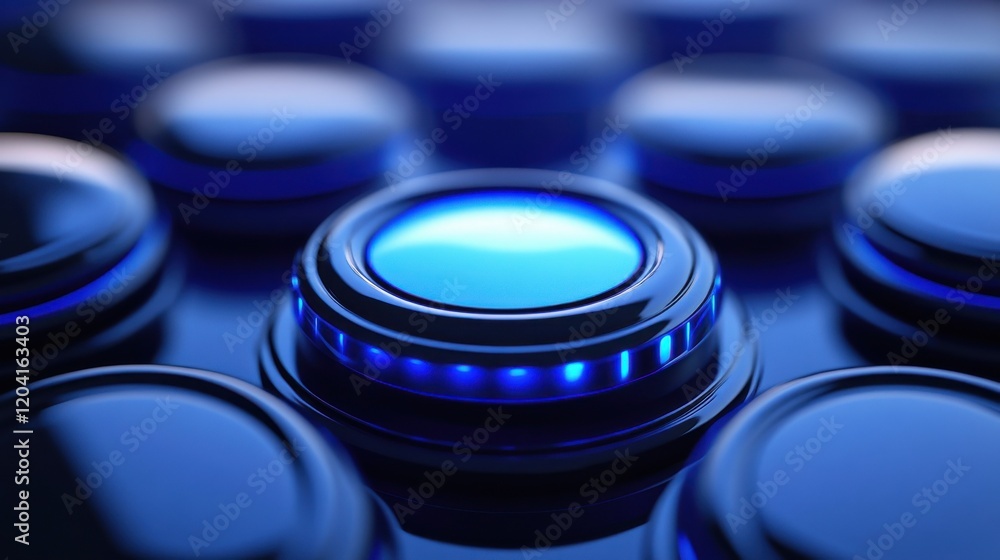 Poster blue digital button background. technology and future concept. 3d rendering.