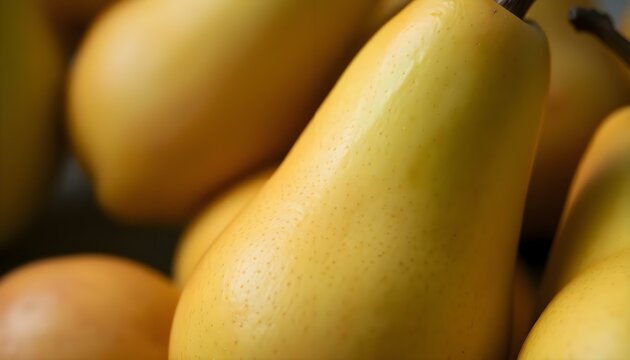 a close up of a bunch of yellow pears