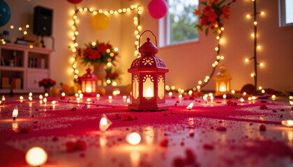 Decorative lanterns illuminating festive party setting