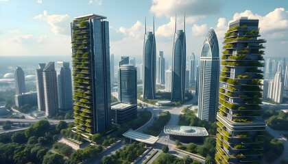 Obraz premium Eco-Friendly Metropolis: A Vision of Sustainable Urban Living