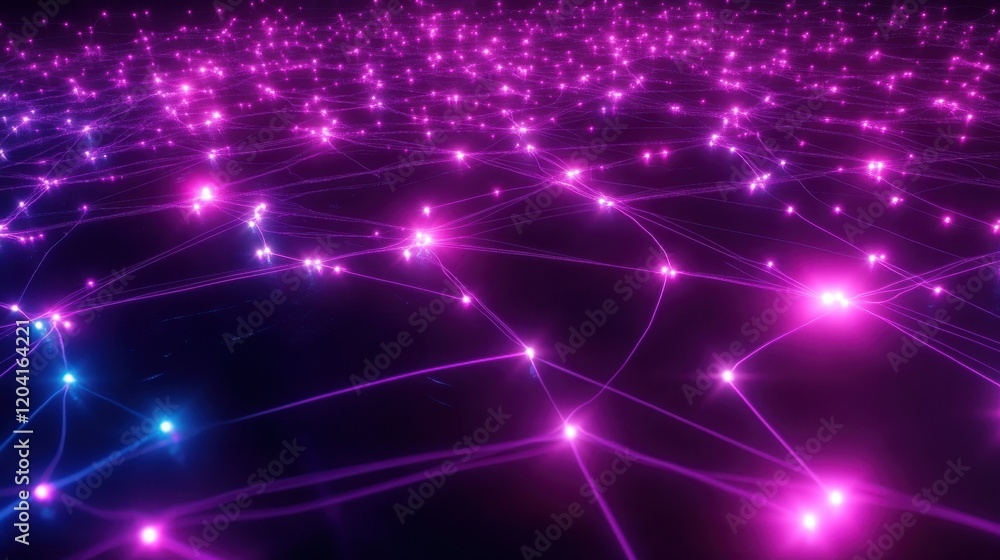 Poster abstract network connection with glowing lights.