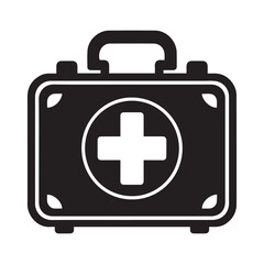 Obraz premium Hospital and medical health care First Aid Kit icon silhouette vector illustration