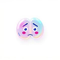 Fototapeta premium Sad cartoon bean character on white background