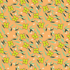 Cute hand drawn floral seamless pattern background