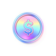 Obraz premium Rainbow dollar sign coin icon on white background