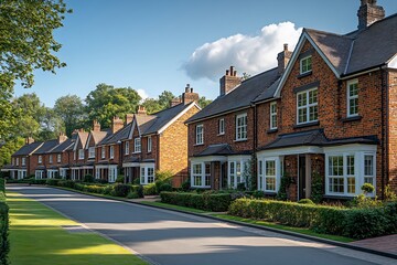Suburban Dream: A Row of Charming Brick Houses