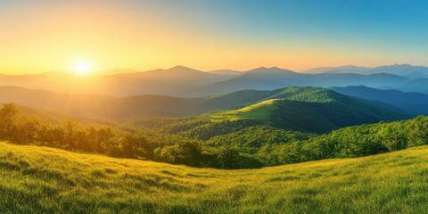 Serene panoramic view of rolling green hills