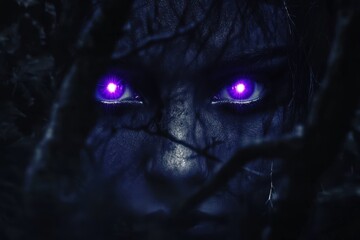 Glowing Eyes Hidden In Dark Woods