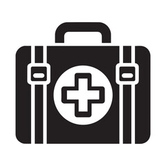 Hospital and medical health care First Aid Kit icon silhouette vector illustration