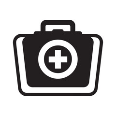 Fototapeta premium Hospital and medical health care First Aid Kit icon silhouette vector illustration