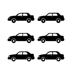 Fototapeta premium 6 different black cars on the white background.