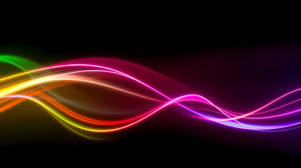 Vibrant Flowing Neon Waves and Digital Light Art