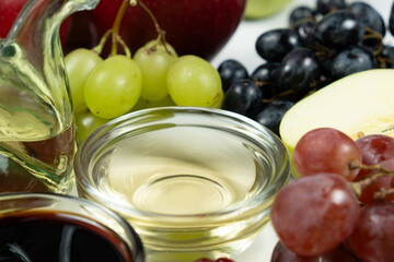 Different types of vinegars among fruits.