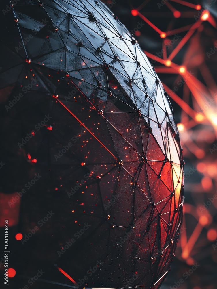 Poster technology image of globe. abstract polygonal shapes. background with connecting dots and lines. gra