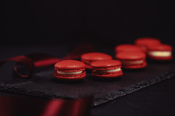 Red macarons for Valentine's day.
