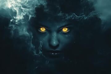 Glowing Eyes Emerge From Dark Smoke