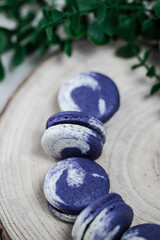 Delicious macarons on a bright background