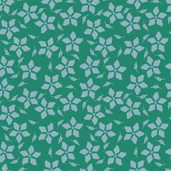 Seamless floral pattern, elegant ditsy print, abstract ornament with green blooming field in retro motif. Pretty botanical design: small hand drawn wild flowers, grass, leaves. Vector illustration.