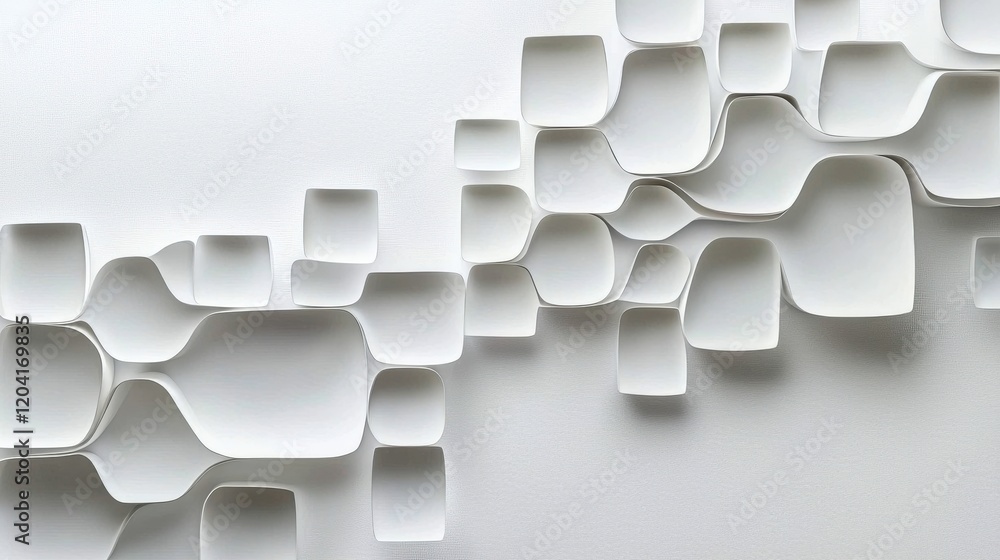 Poster abstract paper cutout set featuring nested squares in white composition