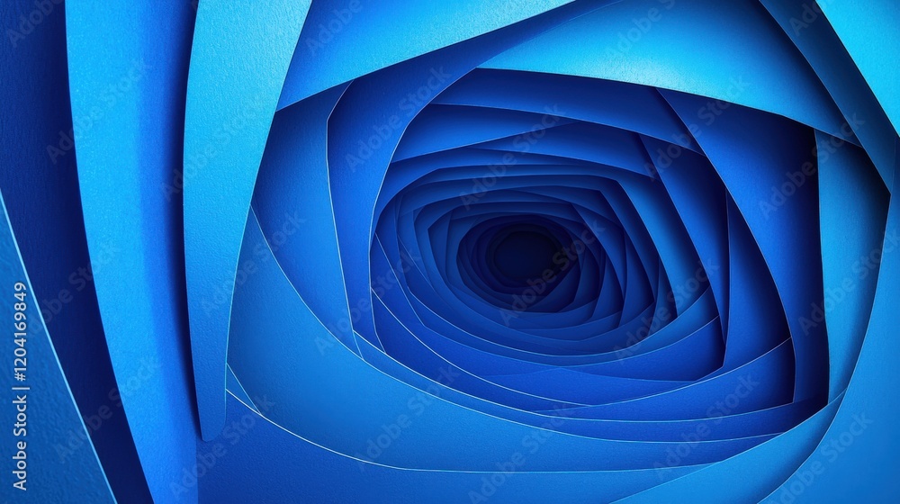 Aufkleber nested squares in vibrant blue layers creating a 3d paper cutout effect