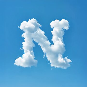 The Letter "N" Formed by a Cloud Against a Vibrant Blue Background