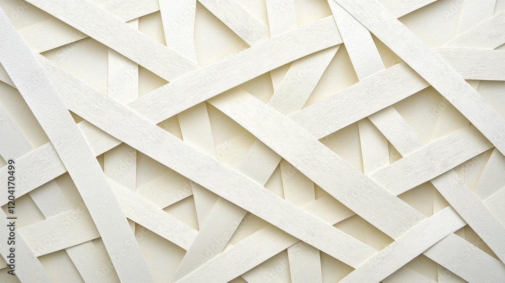 Poster intricate white cutout lines intersecting on a smooth paper surface