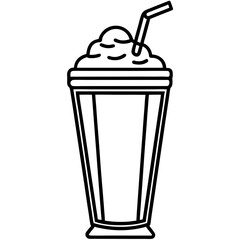 Minimalist Milkshake Line Art Illustration