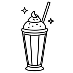 Minimalist Milkshake Line Art Illustration