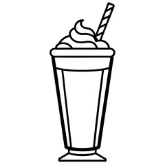 Minimalist Milkshake Line Art Illustration