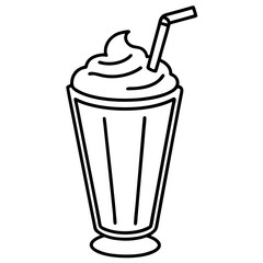 Minimalist Milkshake Line Art Illustration