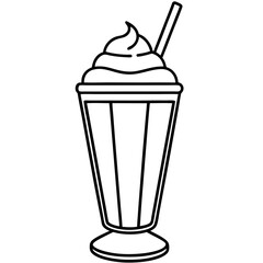Minimalist Milkshake Line Art Illustration