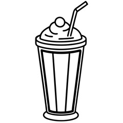 Minimalist Milkshake Line Art Illustration