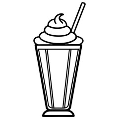 Minimalist Milkshake Line Art Illustration