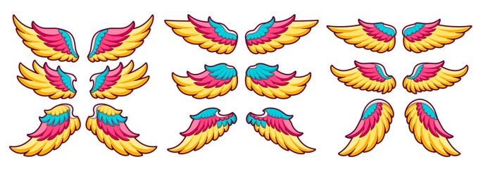 Set of colorful angel wings vector illustration