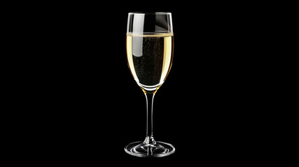 glass of champagne isolated on black background