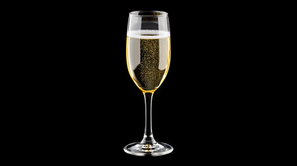 glass of champagne isolated on black background