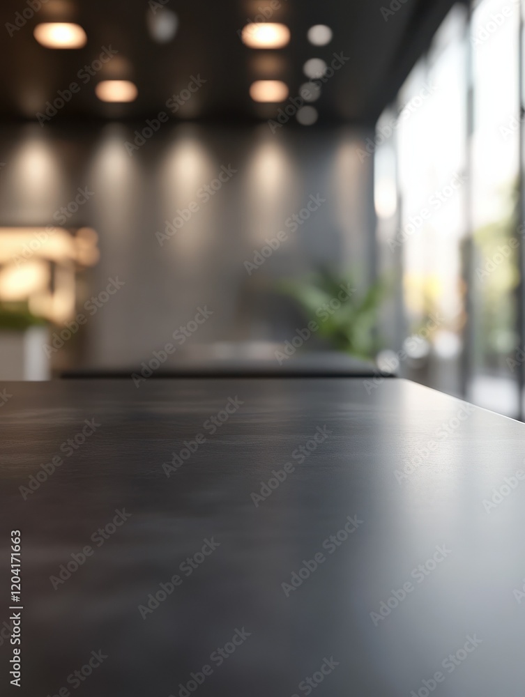 Aufkleber 3d rendering of a blurred gray background with a black desk space