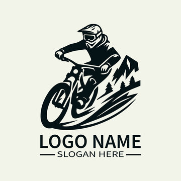 Downhill Mountain Biker Logo Design, Extreme Sports Logo, Mountain Biking Logo, Adventure Sports Logo, Speed and Adrenaline Logo