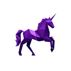 Obraz premium Purple polygonal unicorn design, artistic digital rendering, suitable for posters or websites