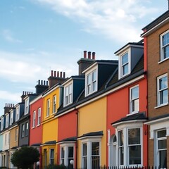 Fototapeta premium Colorful terraced houses on a street. (2)
