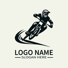 Downhill Mountain Biker Logo Design, Extreme Sports Logo, Mountain Biking Logo, Adventure Sports Logo, Speed and Adrenaline Logo