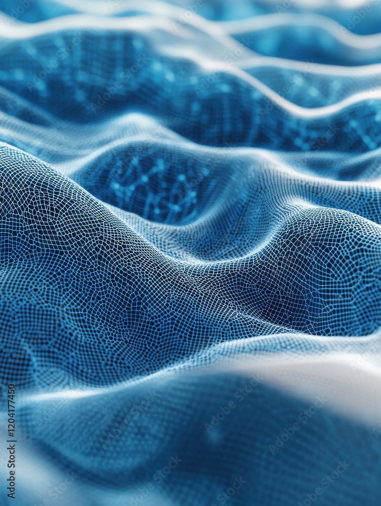 Aufkleber close up of creative blue polygonal background with mesh. network and science concept. 3d rendering