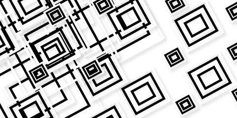 Abstract seamless moder Retro black and white geometric pattern background, Black and white geometric seamless pattern for wallpaper decoration. Square abstract image vector design. 