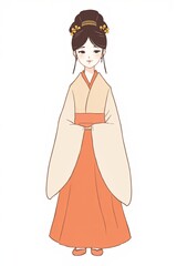 a cartoon of a woman in a kimono dress with a flower in her hair