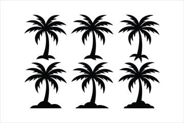 palm tree silhouette set. coconut tree icon vector illustration on white background