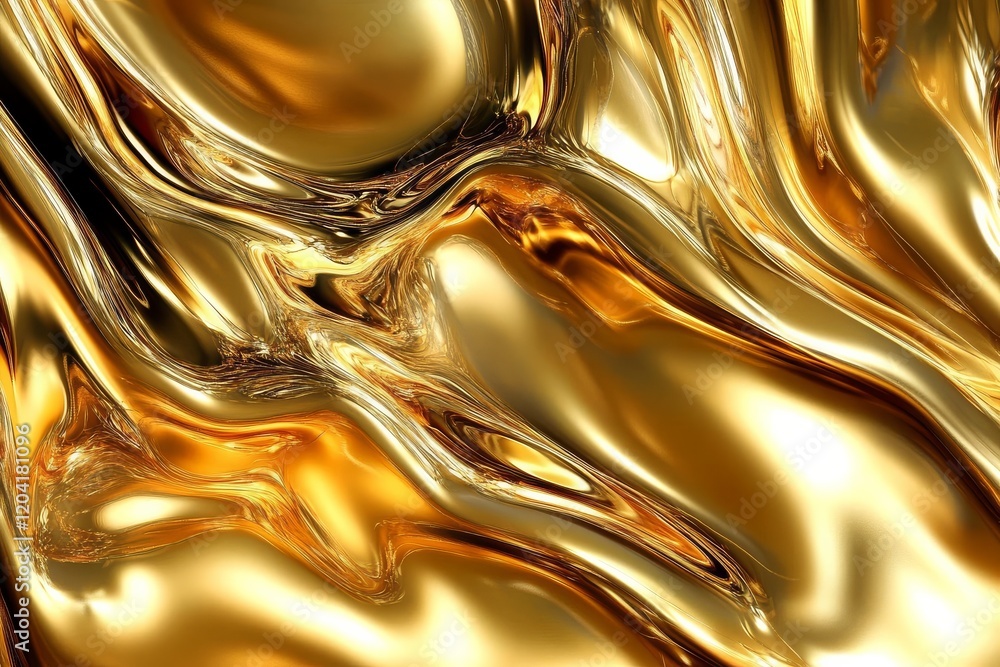 Poster abstract design featuring fluid gold patterns.